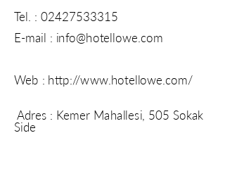 Lowe Hotel iletiim bilgileri